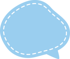 Cute pastel blue hand drawn speech bubble frame icon. Doodle illustration. png