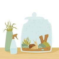 A large jar with a snail, a cute pet vector