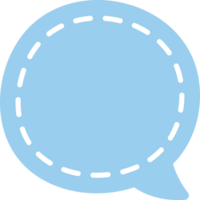 Cute pastel blue hand drawn speech bubble frame icon. Doodle illustration. png