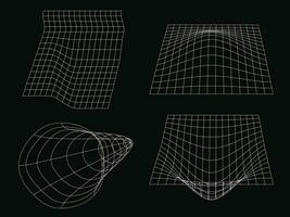 Wireframe perspective grid. Digital space. Mesh vector