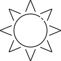 Line art design of sun icon png