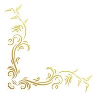 Luxury vintage corner frame gold color vector element. Classic swirl divider pattern ornament. Filigree design calligraphic decoration for frame, greeting card, invitation, menu, certificate.