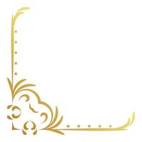 Gold luxury vintage corner and frame. Ornamental curl vector element. Classic swirl divider ornament. Filigree design calligraphic decoration for frame, greeting card, invitation, menu, certificate.