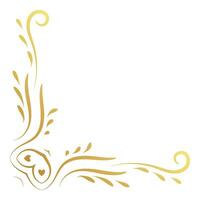 Luxury vintage corner frame gold color vector element. Classic swirl divider pattern ornament. Filigree design calligraphic decoration for frame, greeting card, invitation, menu, certificate.