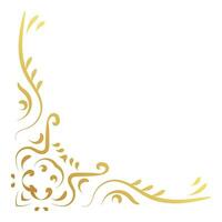 Luxury vintage corner frame gold color vector element. Classic swirl divider pattern ornament. Filigree design calligraphic decoration for frame, greeting card, invitation, menu, certificate.