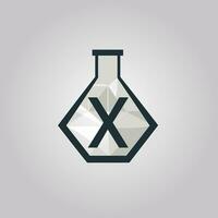 AI generated Creating long-lasting clothing filled monochrome initial logo idea. Laboratory flask. Research. Letters inside lab flask shape. Graphic design vector