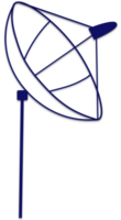 Satellite dish drawn with dark blue lines png