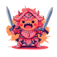 AI generated Cool chibi knight character illustration for your t-shirt design png