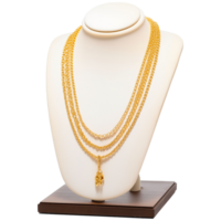 AI generated Gold Necklace on Display Stand Elegant Jewelry Photography png