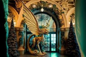 AI generated the entrance to the dragonarium at the world of harry potter photo