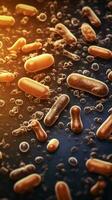 ai generado cerca arriba de microscópico bacterias ilustración. científico, intestino bacterias, bacterias en digestivo sistema foto