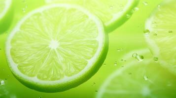 AI generated Lime sliced background. Advertising design, Creative fruit concept photo