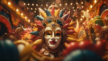 AI generated Carnival mask. Mardi gras party background, Carnival festival celebration, Venetian mask, Masquerade disguise photo