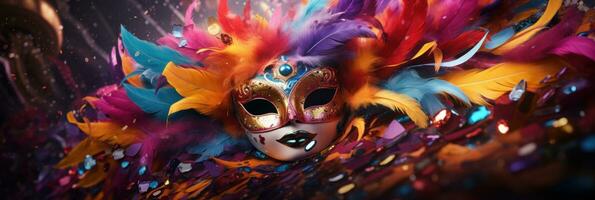 AI generated Carnival mask. Mardi gras party background, Carnival festival celebration, Venetian mask, Masquerade disguise photo