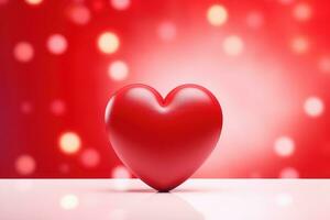 AI generated Red heart on blurred background. Valentines greeting card invitation, Happy valentine's day wallpaper photo