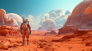 AI generated An astronaut exploring the moon. Science fiction, Space exploration, Planet universe photo