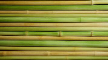 AI generated Green bamboo texture for interior or exterior design, bamboo fence texture background. photo