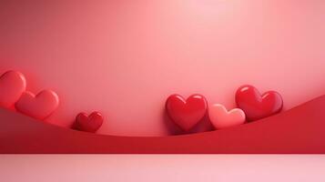 AI generated Beautiful scene with heart for products showcase. Valentines sale banner, Happy valentine's day background photo