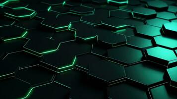 AI generated Abstract 3D render hexagon technology background. photo