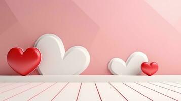 AI generated Beautiful scene with heart for products showcase. Valentines sale banner, Happy valentine's day background photo