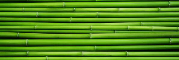 AI generated Green bamboo texture for interior or exterior design, bamboo fence texture background. photo