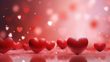 AI generated Red heart on blurred background. Valentines greeting card invitation, Happy valentine's day wallpaper photo