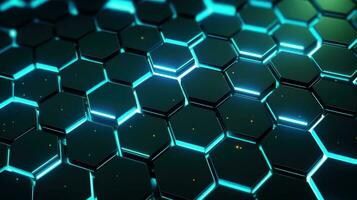 AI generated Abstract 3D render hexagon technology background. photo