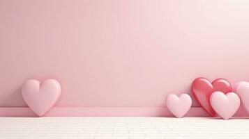 AI generated Beautiful scene with heart for products showcase. Valentines sale banner, Happy valentine's day background photo