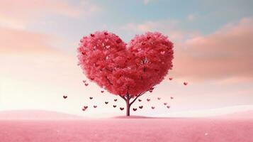 AI generated Red heart on blurred background. Valentines greeting card invitation, Happy valentine's day wallpaper photo