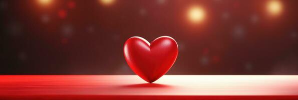 AI generated Red heart on blurred background. Valentines greeting card invitation, Happy valentine's day banner photo