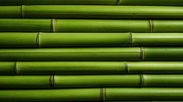 AI generated Green bamboo texture for interior or exterior design, bamboo fence texture background. photo