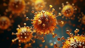 AI generated Viruses cells Background. Viral disease epidemic, Microscopic respiratory influenza virus cells. Coronavirus flu infection photo