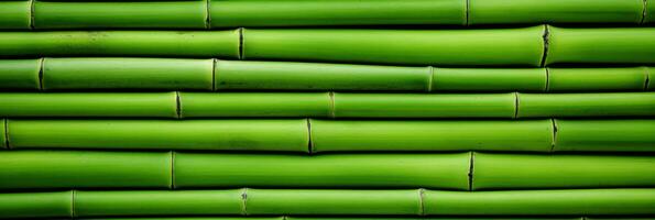 AI generated Green bamboo texture for interior or exterior design, bamboo fence texture background. photo