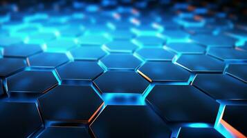 AI generated Abstract 3D render hexagon technology background. photo