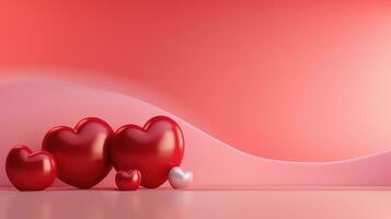 AI generated Beautiful scene with heart for products showcase. Valentines sale banner, Happy valentine's day background photo