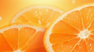 AI generated Orange sliced background. Advertising design, Creative fruit concept photo