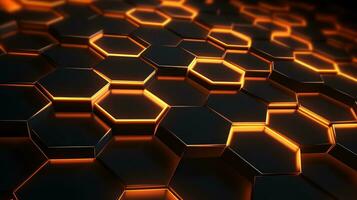 AI generated Abstract 3D render hexagon technology background. photo