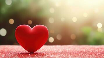 AI generated Red heart on blurred background. Valentines greeting card invitation, Happy valentine's day wallpaper photo