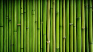 AI generated Green bamboo texture for interior or exterior design, bamboo fence texture background. photo