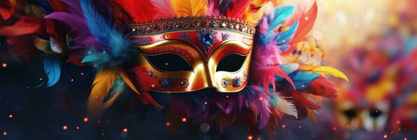 AI generated Carnival mask. Mardi gras party background, Carnival festival celebration, Venetian mask, Masquerade disguise photo