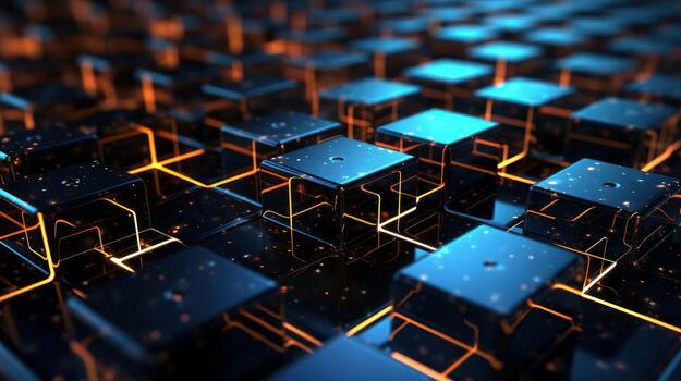 AI generated Blockchain technology abstract background photo