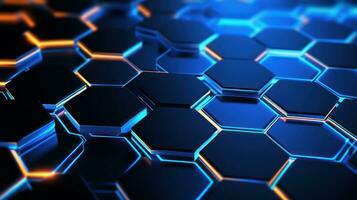 AI generated Abstract 3D render hexagon technology background. photo