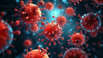 AI generated Viruses cells Background. Viral disease epidemic, Microscopic respiratory influenza virus cells. Coronavirus flu infection photo