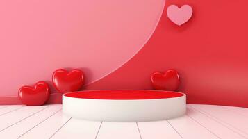 AI generated Beautiful scene with heart for products showcase. Valentines sale banner, Happy valentine's day background photo