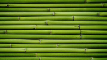 AI generated Green bamboo texture for interior or exterior design, bamboo fence texture background. photo