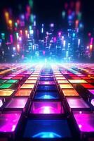 AI generated Electronic Dance Music EDM Background. Electro Sound Poster, Techno Dance Banner, Abstract DJ Music Cover photo