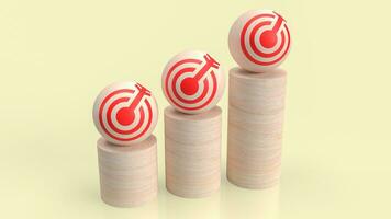 The target icon ball  on wood bar chart for Business concept 3d rendering. photo