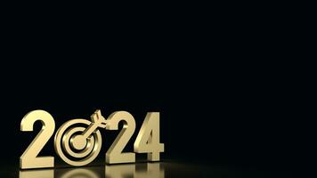 The 2024 gold text and  target icon for Business concept 3d rendering. photo