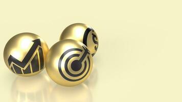 The  target icon on gold ball for Business concept 3d rendering. photo