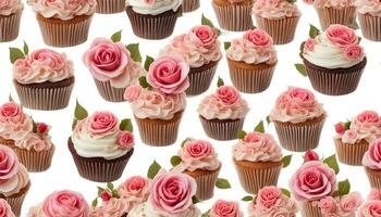 AI generated many cupcakes are arranged in a pattern photo